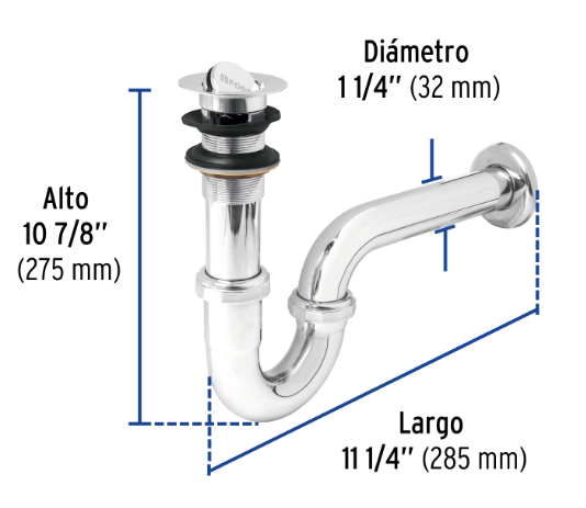 Venta de CESPOL P/LAVABO CUBIERTA CROMADA 1 1/4" (Mueble de Baño) en CDMX | Ferreteros Unidos