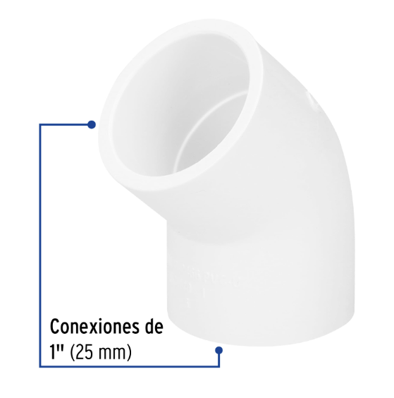 Venta de CODO PVC HID. 1" X 45 (Mueble de Baño) en CDMX | Ferreteros Unidos