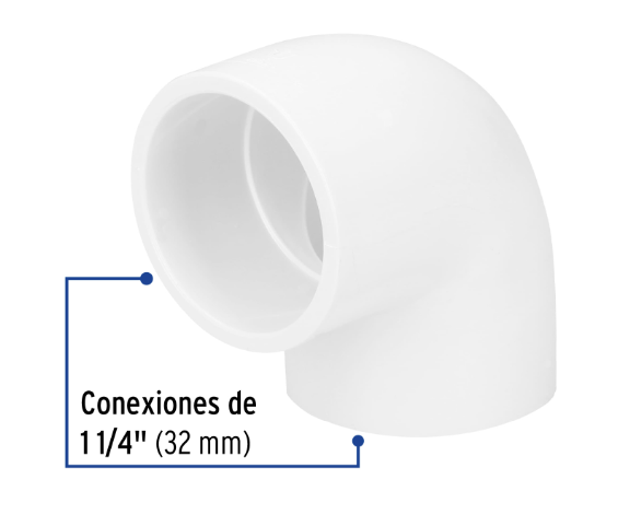 Venta de CODO PVC HID. 1 1/4" X 90 (Mueble de Baño) en CDMX | Ferreteros Unidos