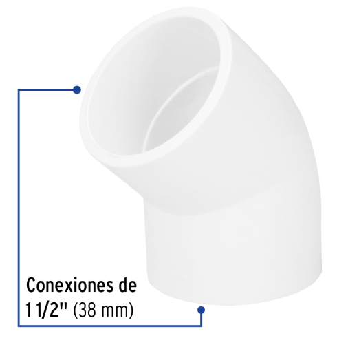 Venta de CODO PVC HID. 1 1/2" X 45 (Mueble de Baño) en CDMX | Ferreteros Unidos