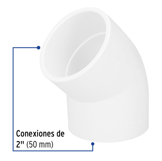 Venta de CODO PVC HID. 2" X 45 (Mueble de Baño) en CDMX | Ferreteros Unidos
