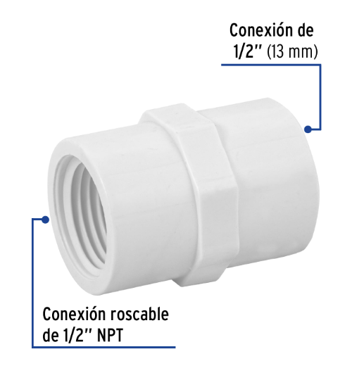 Venta de CONECTOR HEMBRA PVC HID. 1/2" (Mueble de Baño) en CDMX | Ferreteros Unidos