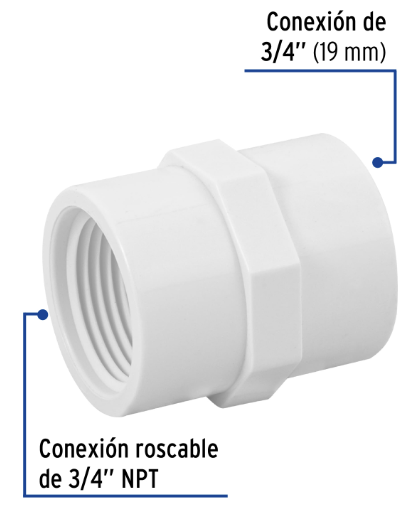 Venta de CONECTOR HEMBRA PVC HID. 3/4" (Mueble de Baño) en CDMX | Ferreteros Unidos