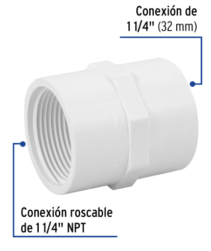 Venta de CONECTOR HEMBRA PVC HID. 1 1/4" (Mueble de Baño) en CDMX | Ferreteros Unidos