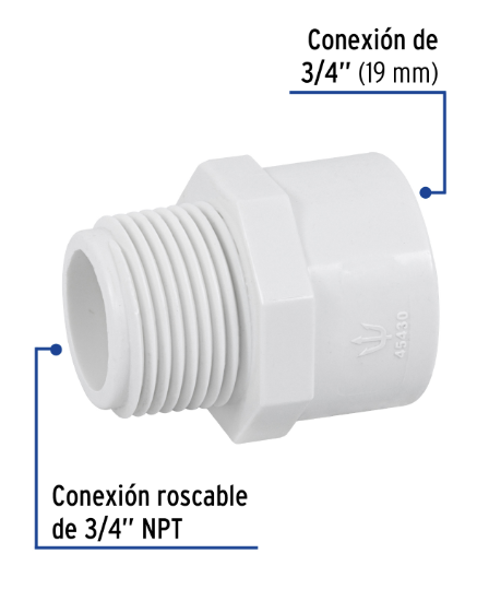 Venta de CONECTOR MACHO PVC HID. 3/4" (Mueble de Baño) en CDMX | Ferreteros Unidos