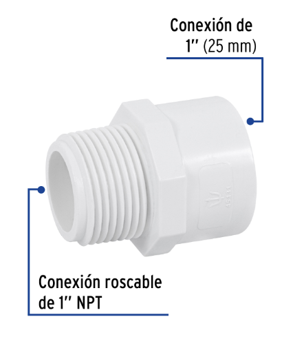 Venta de CONECTOR MACHO PVC HID. 1" (Mueble de Baño) en CDMX | Ferreteros Unidos