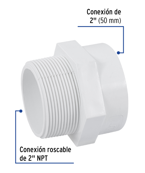 Venta de CONECTOR MACHO PVC HID. 2" (Mueble de Baño) en CDMX | Ferreteros Unidos
