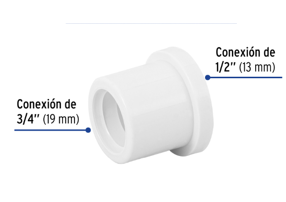 Venta de REDUCCION BUSHING PVC HID. 3/4" X 1/2" (Mueble de Baño) en CDMX | Ferreteros Unidos
