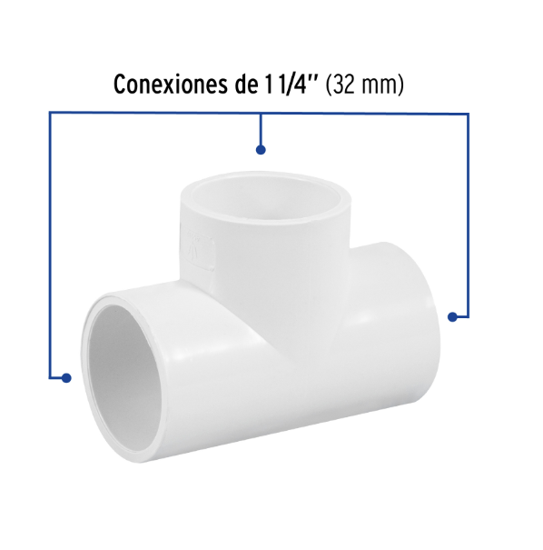 Venta de TEE PVC HID. 1 1/4" (Mueble de Baño) en CDMX | Ferreteros Unidos