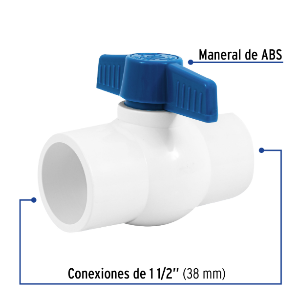 Venta de VALVULA DE ESFERA PVC 1 1/2" P/CEMENTAR (Mueble de Baño) en CDMX | Ferreteros Unidos
