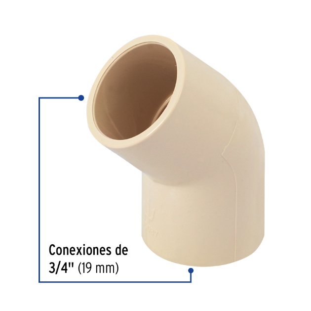 Venta de CODO CPVC 3/4" X 45 (Mueble de Baño) en CDMX | Ferreteros Unidos