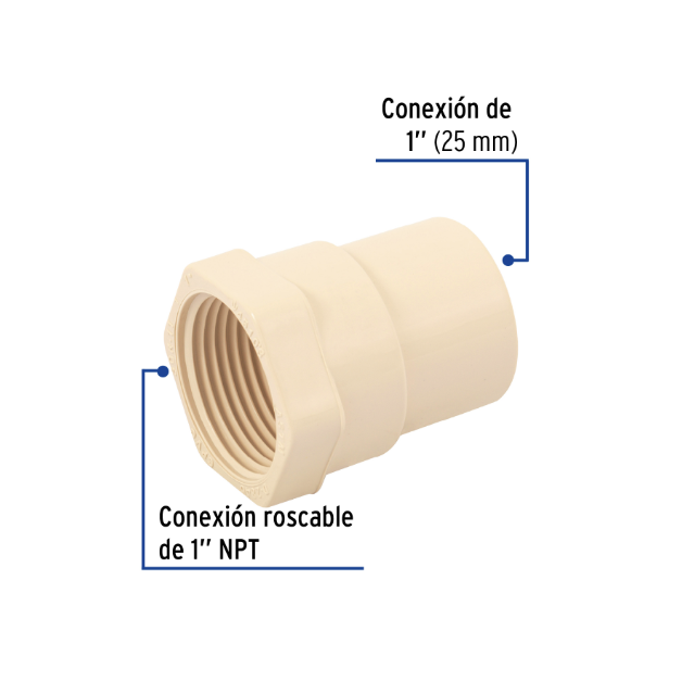 Venta de CONECTOR HEMBRA CPVC 1" (Mueble de Baño) en CDMX | Ferreteros Unidos