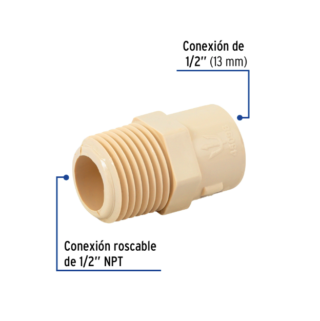 Venta de CONECTOR MACHO CPVC 1/2" (Mueble de Baño) en CDMX | Ferreteros Unidos