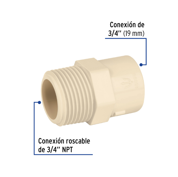 Venta de CONECTOR MACHO CPVC 3/4" (Mueble de Baño) en CDMX | Ferreteros Unidos
