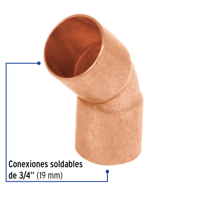Venta de CODO COBRE 3/4" X 45 (Mueble de Baño) en CDMX | Ferreteros Unidos
