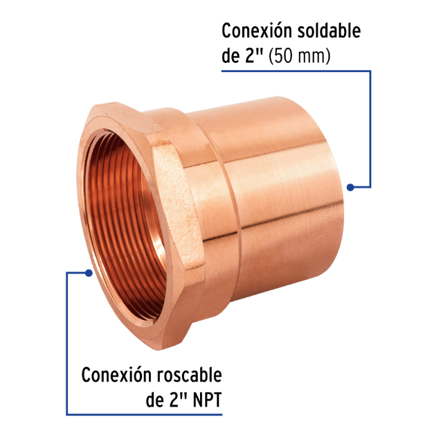 Venta de CONECTOR HEMBRA COBRE 2" (Mueble de Baño) en CDMX | Ferreteros Unidos
