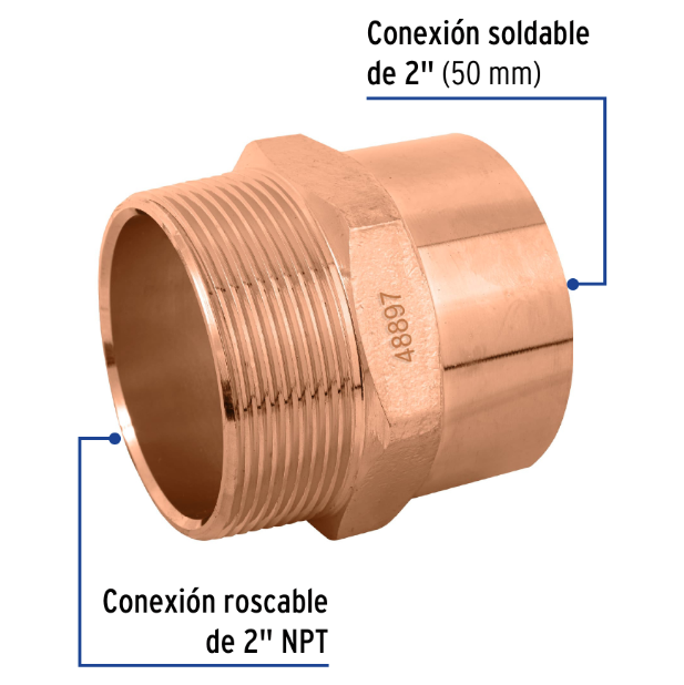 Venta de CONECTOR MACHO COBRE 2" (Mueble de Baño) en CDMX | Ferreteros Unidos