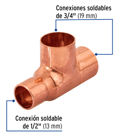 Venta de TEE COBRE 3/4" X 1/2" X 3/4" (Mueble de Baño) en CDMX | Ferreteros Unidos