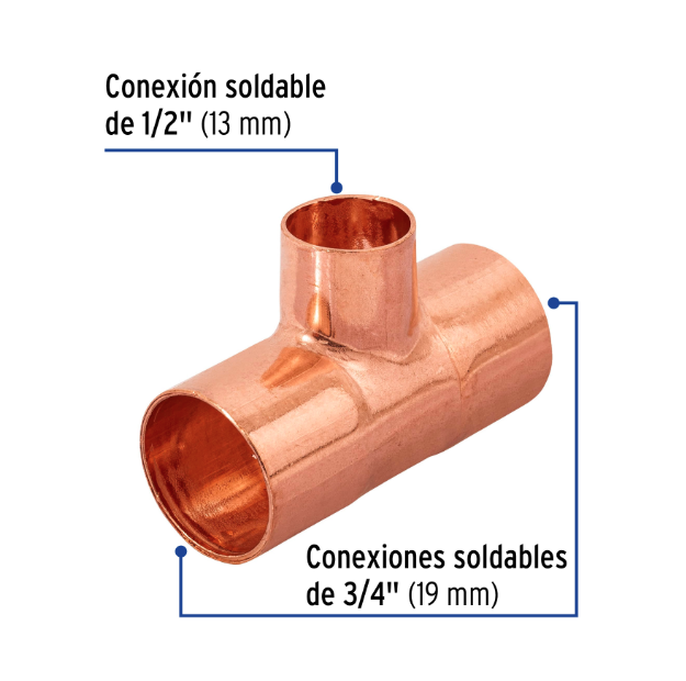 Venta de TEE COBRE 3/4" X 3/4" X 1/2" (Mueble de Baño) en CDMX | Ferreteros Unidos
